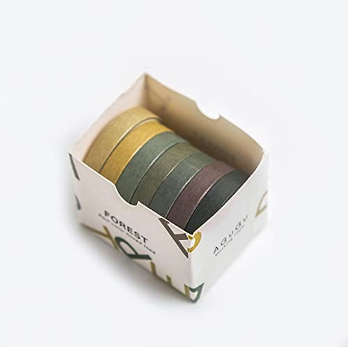 TRoki Set di 14 rotoli di nastro adesivo Washi sottile - Colori vivaci dell'arcobaleno per progetti fai da te, artigianato e bullet journal