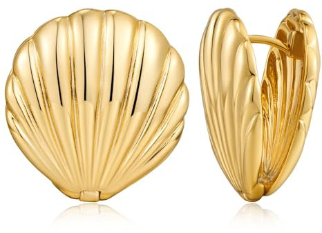 LILIE&WHITE Ohrringe Damen Ohrcreolen, Goldene Muschel-Design Creolen, Eleganter Schmuck für Alltag und Besondere Anlässe
