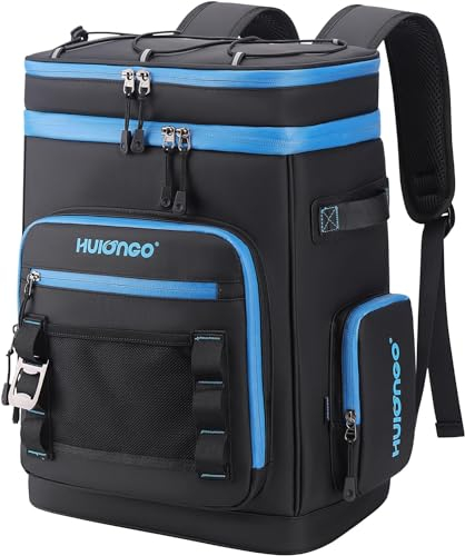Hulongo Mochila Nevera Portátil Enfriadora Bolsa Nevera Impermeable a Prueba de Fugas para Hombres y Mujeres, Térmica para Camping, Playa, Pesca, Picnic, al Aire Libre, 30 L, 48 Latas, Color Negro
