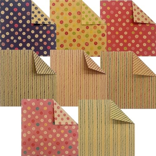 Buntes Origami Faltpapier Faltblätter - 80 Blatt Zweiseitig/Buntpapierset 15 x 15 cm Punkte & Rand Farbiges Papier quadratisch Faltpapiere für DIY Kunst und Bastelprojekte