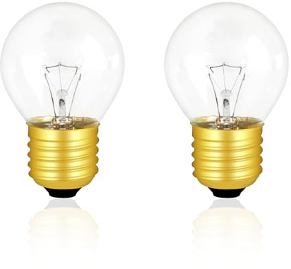 Oven Light Bulbs E27 ES Dimmable, AC 240V, 2700K Warm White, 410 Lumen, Up to 300°C Heat Resistant, G45 Clear Golf Bulbs, for Oven, Cookers, Desk Lamp, Pack of 2