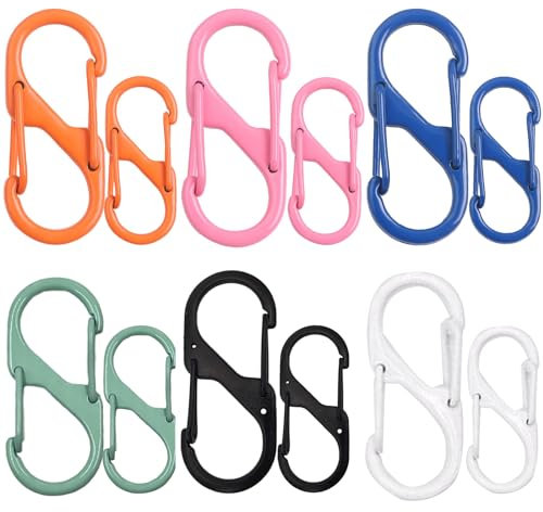 Zipper Lock 12 Pack Colorful Zipper Lock Clips,Theft Deterrent Dual Opening Zipper Clips with Quick Disconnect Carabiner for Luggage and Backpacks - Small Carabiner Keyring Clip