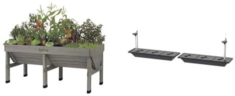 VegTrug VTGWMD 0397 Wash Raised Bed Planter, Grey, 1.8 m & Classic Self Watering Kit Medium 1.8m, Black