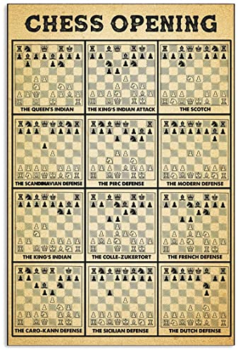 Oudrspo Schach-Wissens-Metallblechschilder, Schach-Eröffnung, Lese-Poster, Schach-Spielerführer-Plaketten, Schach-Raum, Club, Bar, Heim-Wanddekoration, 30,5 x 40,6 cm