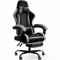 Devoko Massage Gaming Stuhl, Computer Bürostuhl mit Fußstütze, Racing Gamer Stuhl 150kg Belastbarkeit, 90-135° Rückenlehne einstellbar 360° drehbar Grau