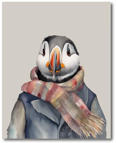 Designed By Lorna Aquarell Papageientaucher Danny Country Wandkunstdruck, gerahmtes Bild oder ungerahmt (20,3 x 25,4 cm, ungerahmt)