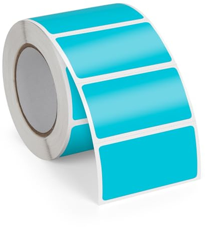 FINDAT Blau Thermoetiketten 50 × 25 mm Rechteckig Selbstklebend 500 Stück | Für Büro, DIY, Design, Barcode & Versand. Vinyl, Aufkleber, Wasserdicht, Beschreibbar, Rolle