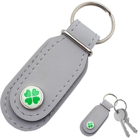 Leddy Living Porte-clés unique unisexe porte-bonheur en cuir véritable italien avec trèfle à quatre feuilles - Artisanat de qualité supérieure pour clés de voiture et de maison - 100 % cuir véritable,
