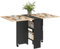 HOMCOM Folding Dining Table, Drop Leaf Table for Small Spaces with 2-tier Shelves, Small Kitchen Table with Rolling Casters, Oak and Black