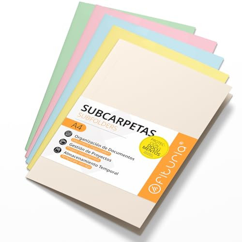 Schnellhefter Pappe A4, Mappen für Dokumente 180g, Klassifizierungsmappe für Unterlagen, Packung mit 50 Stabilen Schnellheftern in Verschiedenen Farben und Archivierung - Ofituria (Weiche Mischung)