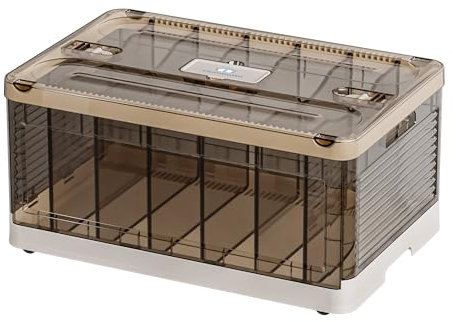 HOMBETTA Hobetta Storage Bins with Lids, Folding Storage Box with Handle and Wheels, Stackable & Lockable Plastic Storage Box for Study Room Laundry Room Office, Large