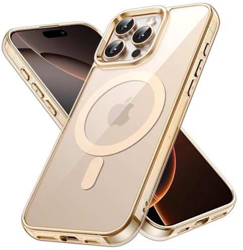 JETech Magnetic Case for iPhone 16 Pro 6.3-Inch Compatible with MagSafe, Shockproof Phone Bumper Cover, Anti-Scratch Clear Back (Desert Titanium)