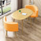 XRRJFYH Küchentisch mit 2 Stühlen Essgruppe mit 2 Stühlen Esszimmertische Esstisch Oval Tisch 80x60 Dining Table 2 Personen(Orange)