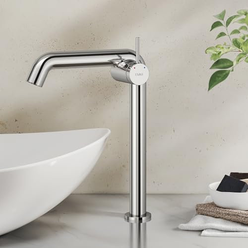 EMKE Wasserhahn Bad Chrom, 332 x 220 x 76 mm, Messing, Keramikkartusche, Badarmatur, Wasserhahn mit Luftsprudler, Waschtischarmatur, Mischbatterie Waschbecken-Armatur einfache Installation