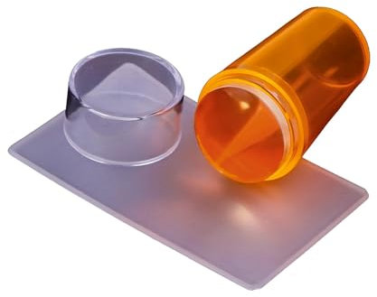 Timbro in silicone trasparente con raschietto, corpo visibile, non diverso per decorazioni fai da te, strumento per timbri per unghie con raschietto BgH492 (B, 6 x 3 x 2,5 cm)