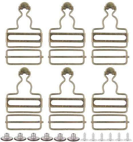 JJUNW 6 Sets Dungaree Schnallen Metall, Latzhosenschnallen Ersatz Metall Latzhosen Schnallen Hosenträger Schnallen mit Schiebeschnalle Verstellbare für Latzknopf Sewing Clothing Craft(bronze)