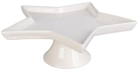 mica Living Dekoteller - Stern - mit Standfuß - weiß - ca. 26 x 8,5 cm Weihnachtsdeko, Winter Dekoration