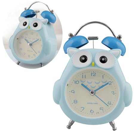 CORHAD Kreativer Cartoon Eulen Wecker Geräuschlos Tischuhr Mit Nachtlicht Für Kinderzimmer Ideal Für Schüler Und Ohne Batterien Perfekter Schlafbegleiter