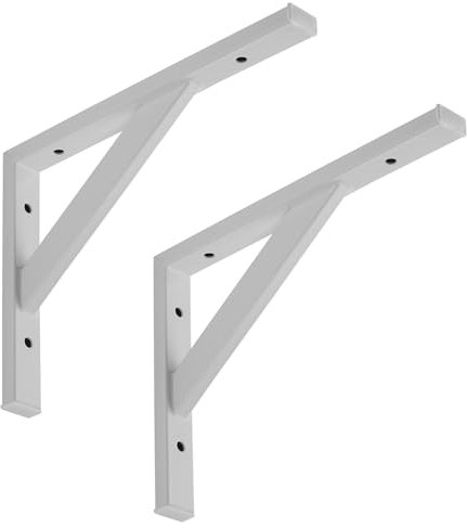 SOTECH 2 Stück Schwerlastkonsolen 295 x 215 mm weiß Tragkraft 75 kg Schwerlastwinkel Stahl Regalwinkel Wandhalterung Wandkonsolen