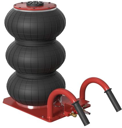 XMTECH Pneumatischer Wagenheber 3 Tonnen (6600 lbs), Druckluftwagenheber, Triple Bag Air Jack Airbag-Luftwagenheber, mit kurzem Griff, Wagenheber Rot Arbeitssparend