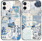 Phoona 2 Pack Cute Case for iPhone 12 Mini 5.4, European Collage Preppy Summer Girly Design Pattern for Girls Women, Slim Soft Silicone Shockproof Bumper Protector Cover, Blue 04