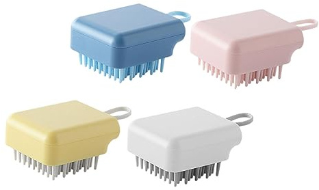 WRITWAA 4 Stück Kopfhautbürste aus Silikon Shampoo Peeling Bürste zum Reinigen und Sanften Stimulieren der Kopfhaut für Alltag