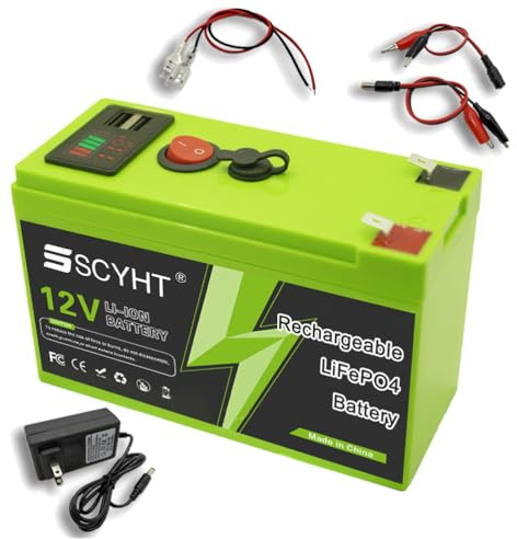 SSCYHT Batteria LiFePO4 12V 15Ah 8Ah Batteria al litio 12Ah Batterie agli ioni litio 12V Batterie ricaricabili per alimentazione di backup con porta USB per motori 50W a 180W,12v12ah