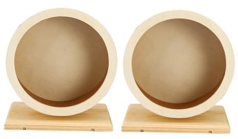 Holz Hamsterrad mit Kork, Geräuschdämpfend, 2 Stück-Pack für Kleintiere