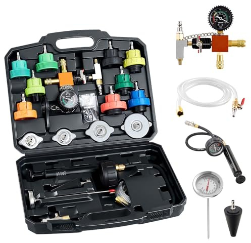 VEVOR Kit di Manometri per Liquido di Raffreddamento da 22 Pezzi con 4 Adattatori, Set di Tester Universale di Pressione per Sistema di Raffreddamento per Autoveicoli, con Pompa di Pressione