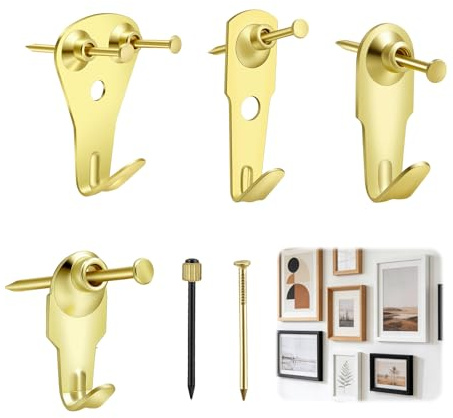 65PCS Heavy Duty Picture Hooks Kit, Wall Hanging Hooks & Nails Assortment Set for Picture Frames Mirror, Clocks and Artwork, Durable Alloy Picture Hanging, Secure Picture Hanging, Supports 10-50 lbs