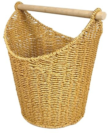 MagiDeal Toilet Paper Storage Basket with Roll Holder Bar Space Toilet Roll Basket Saving Stylish Home Decoration Easy to Use Bathroom Tissue Organizer (Brown B)
