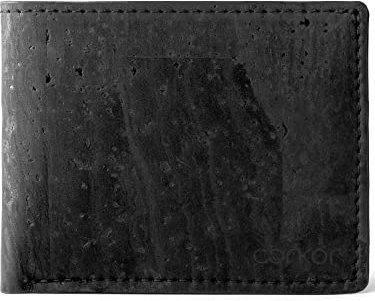 Corkor Portefeuille en Liège pour Homme Cartes de Credit Végétalien Vegan Noir