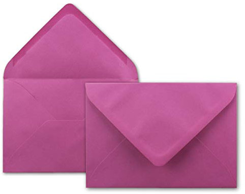 50x Brief-Umschläge in Pink - 80 g/m² - Kuverts in DIN B6 Format 12,5 x 17,6 cm - Nassklebung ohne Fenster