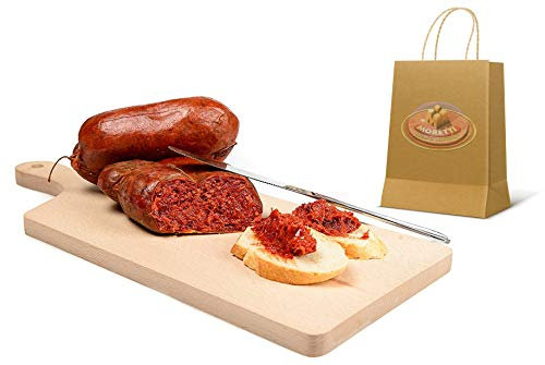 Moretti® Nduja Calabrese Di Spilinga 2 Confezioni Sottovuoto 800 gr 100% NATURALE Salame Spalmabile di Puro Suino In Regalo Ricettario e Tagliere In Legno