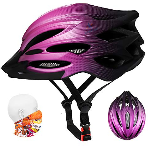 ioutdoor Bike Helmet Men,Cycle Helmet Ladies, Adjustable 56-62cm Insect Net Detachable Visor 22 Vents Lightweight Bicycle Helmets for Adult Men Women Teenagers (Gradient Purple)
