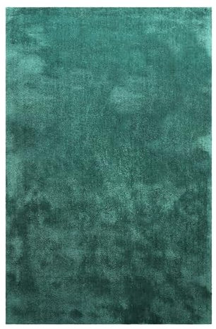 Homie Living Teppich - Läufer, kuschelig weich und sehr flauschig, Hochflor, Shaggy bestens geeignet für Wohnzimmer, Flur, Schlafzimmer, Kinderzimmer I Pisa I (70 x 140 cm, Smaragdgrün)