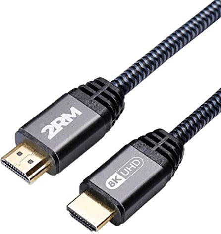 2025 HDMI cable 2m, 8K hdmi cable 8K 2.1 cable, 8K@60Hz hdmi, 4K@120Hz, eARC HDR10 4:4:4| 21:9, HDCP 2.2/2.3 Dolby, 3D, VRR, Ethernet, Compatible with Apple TV/Fire TV/Roku TV/HDTV/Blu-ray