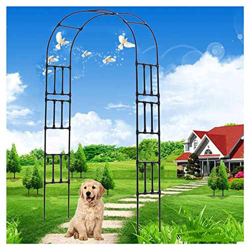 Torbogen für Kletterpflanzen Rosenbogen Metall Stabil Gartentor Rankhilfe Rankgitter Wetterbeständig Rundbogen Rankbogen Schwarz W120xH240cm W180xH240cm für Pergola Hinterhof (Größe : 250x240cm)