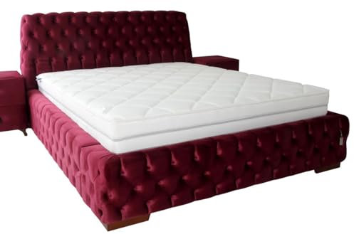 Casa Padrino Luxus Chesterfield Doppelbett Rosa/Braun - Verschiedene Größen - Modernes Bett mit Matratze - Chesterfield Schlafzimmer Möbel, Grösse:180 x 200 cm