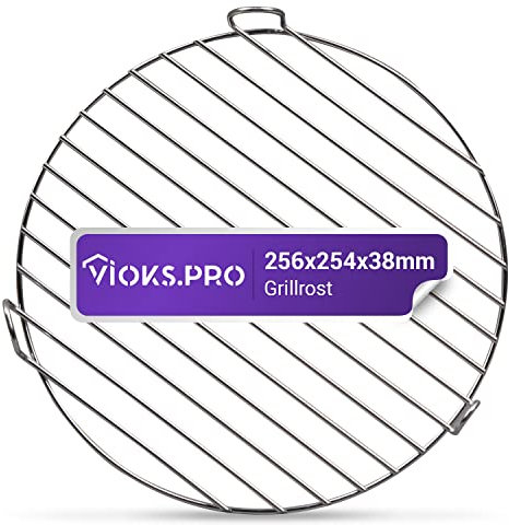 Viоks.pro Grillrost Edelstahl 256 x 254 x 38 mm Ersatz für DeLonghi Grillrost Rund 5512510181 - Gitterrost Heißluftfritteuse & Kuchengitter Abkühlgitter