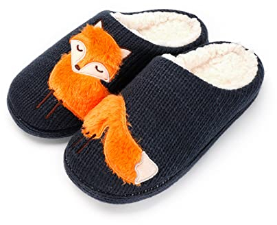 AONETIGER Pantofole Donna Comode Soffice Ciabatte Pelose Morbide Calde Ciabatte Uomo Invernali da Casa Pntiscivolo Pantofole Peluche All'aperto(39/40EU,Volpe arancione)