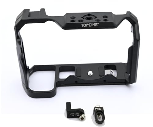 Topcine Kamerakäfig kompatibel mit Nikon Z6III/Z5/Z6/Z7/Z6II/Z7II Kamera, Aluminiumlegierung Z6 Kamerakäfig mit Kaltschuhhalterung für Mikrofon und Fülllicht