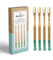 BAMBUNA Bambus Zahnbürsten 1x 4er Set mittelweich mit dezenter Kennzeichnung - Zahnbürste plastikfrei - Zahnbürste aus Bambus mit Borsten aus Rizinusöl - Made in Germany