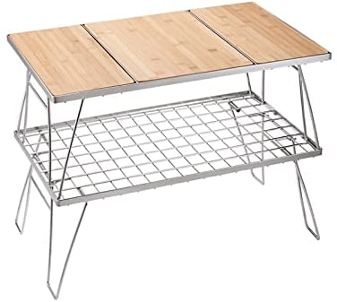 ALSAM Campingtisch, Outdoor-Campingtisch aus Edelstahl, tragbarer klappbarer Campingtisch, leicht zu tragen und zu reinigen, ideal for Picknick im Freien, Strand, Hinterhof