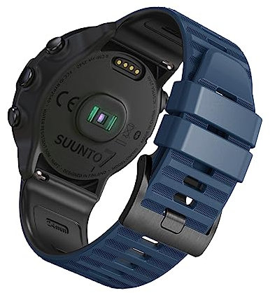 SumRioo 24mm Armband für Suunto 9/Suunto 9 Baro, Silikon Ersatz-Uhrenarmband für Suunto 7/Suunto D5/Suunto Spartan Sport/Sony Smartwatch 2 SW2/Fossil Q Nate Hybrid/GMa-S2100 - Blau/Schwarz