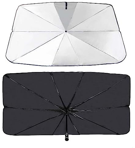 Parasol de Coche Plegable Universal- Parabrisas con Protección Rayos UV Ventana Delantera Metalizado Aislante del Calor (65x120cm)
