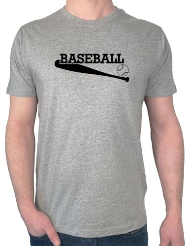 Huuraa Männer T-Shirt Baseball Baseballschläger Geschenk Größe L Sport Grey Bio Baumwolle Fairtrade Baseball Mode