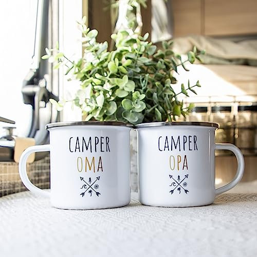 Emaille Tassen »Camper Familie« - 350 ml (Oma & Opa)