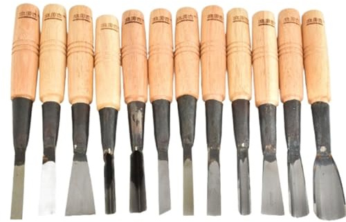 Ensemble d'outils professionnels de ciseau à bois, Kit de ciseaux de sculpture sur bois avec caisse en bois de qualité supérieure for outils à main de charpentier 6/12 pièces (Color : B)