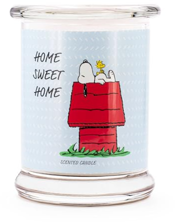 Peanuts Duftkerze im Glas | Duftkerze Home Sweet Home | Geschenke für Frauen | Duftkerze Frische Wäsche | Deko für Zuhause | Kerze im Glas mit hoher Brenndauer bis zu 50h